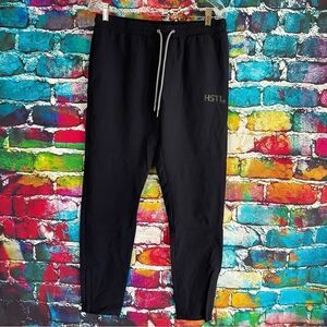 HSTL. Made Dark Navy Blue Joggers Drawstring Waist Zippers at Ankles Small